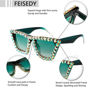 ÉÌƷͼƬ 10 | B09V7X56D4 | FEISEDY Women Crystal Square Cat Eye Sunglasses Sparkling Trendy Retro Cateye Sunglasses B2898