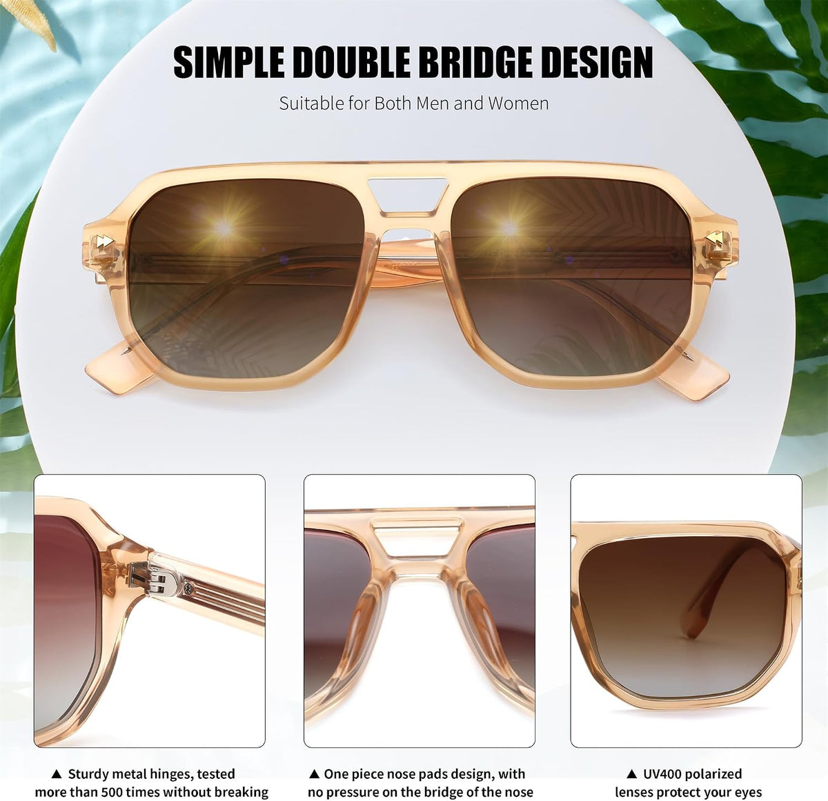 ÉÌƷͼƬ 3 | B0DSH2BVX5 | FEISEDY Polarized Aviator Sunglasses Men Women, Retro 70s Style Design - UV400 Protection, Driving & Daily Wear B0203