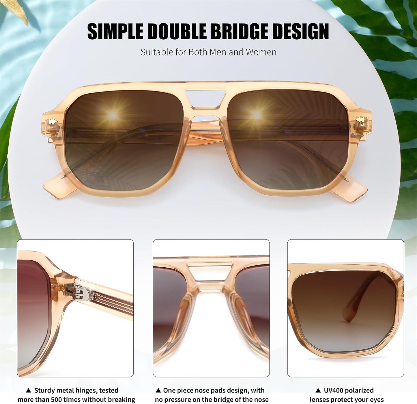 商品图片 3 | B0DSH2BVX5 | FEISEDY Polarized Aviator Sunglasses Men Women, Retro 70s Style Design - UV400 Protection, Driving & Daily Wear B0203