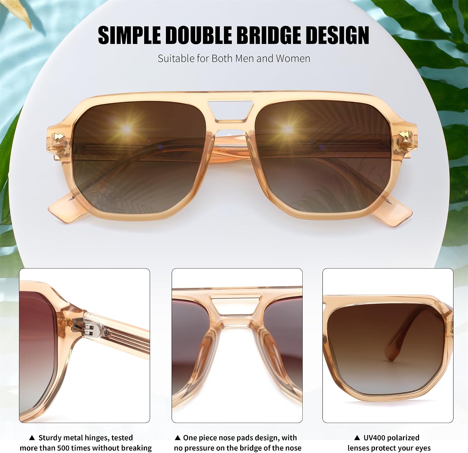 商品图片 3 | B0DSH2BVX5 | FEISEDY Polarized Aviator Sunglasses Men Women, Retro 70s Style Design - UV400 Protection, Driving & Daily Wear B0203