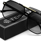 Black/Gradient Grey / 57 Millimeters | B0H71FR7S1 | FEISEDY Retro Aviator Sunglasses for Women Men 70s Square Sun Glasses B0281