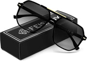 Black/Gradient Grey / 57 Millimeters | B0H71FR7S1 | FEISEDY Retro Aviator Sunglasses for Women Men 70s Square Sun Glasses B0281