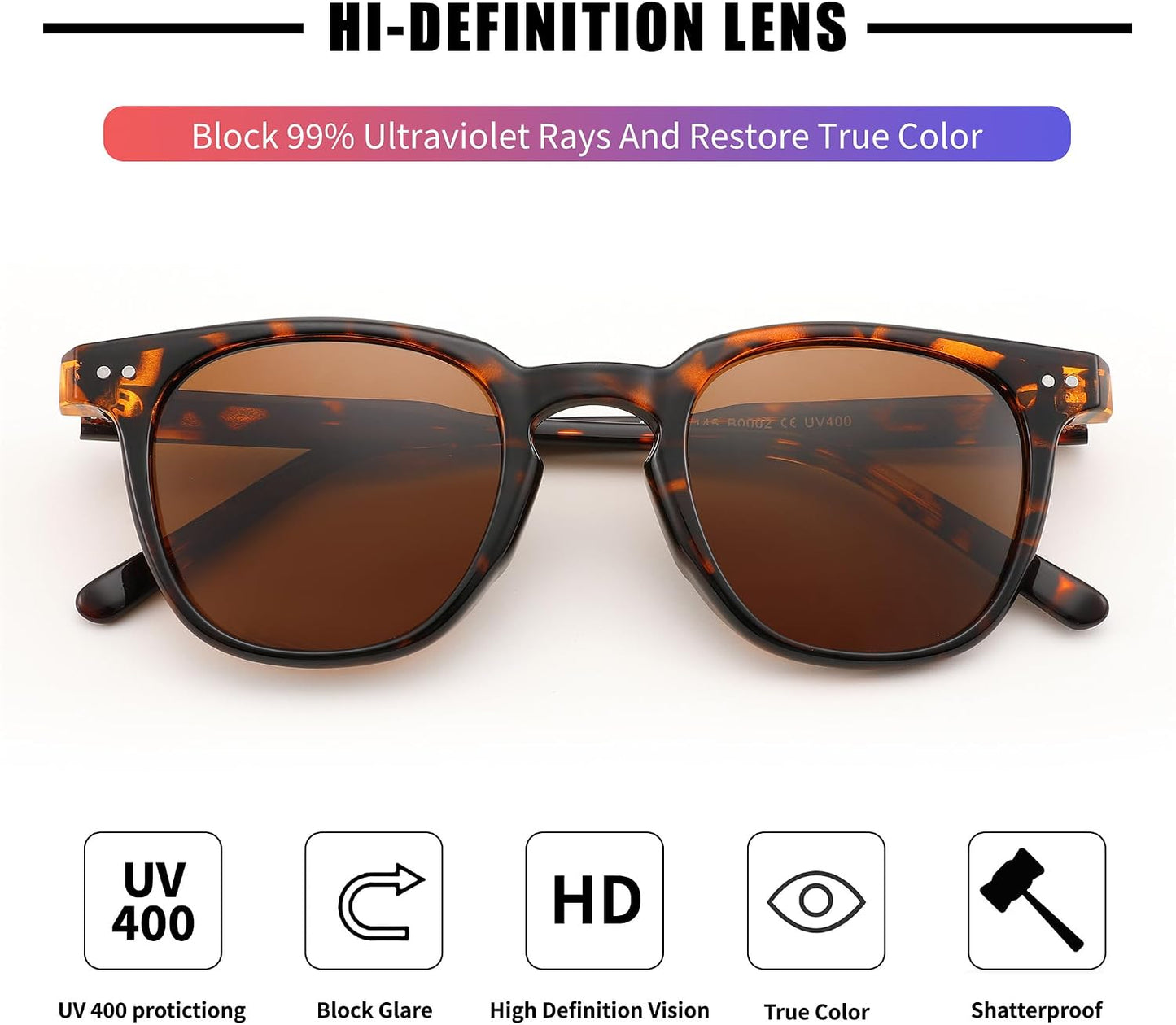 商品图片 20 | B0CCPBD9GS | FEISEDY Classic Polarized Sunglasses Retro Round Sunglasses for Women Men Trendy Shades B0002