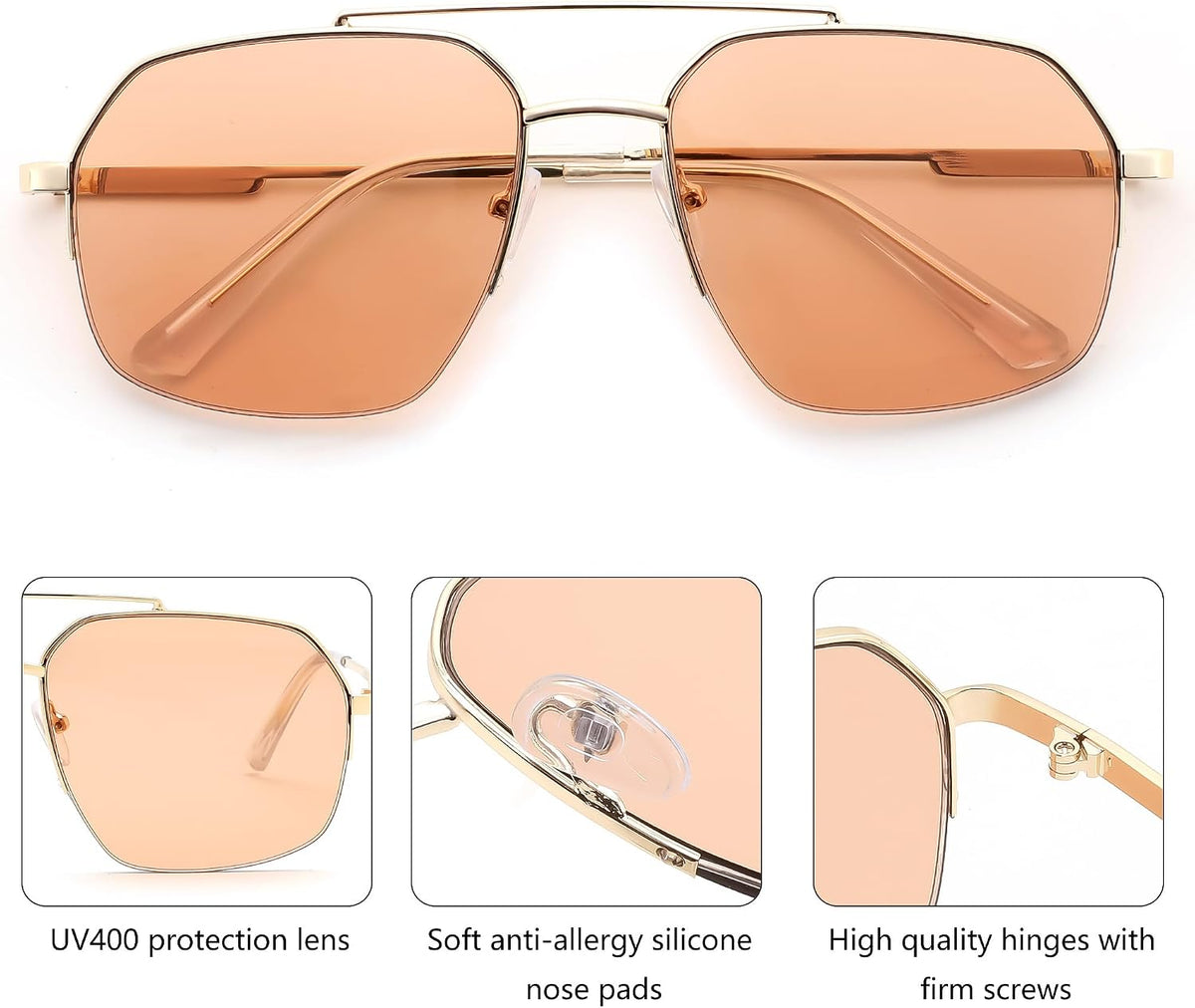 ÉÌƷͼƬ 14 | B0GL26QKYB | FEISEDY Retro Aviator Sunglasses Men Women Trendy Semi-Rimless B0383