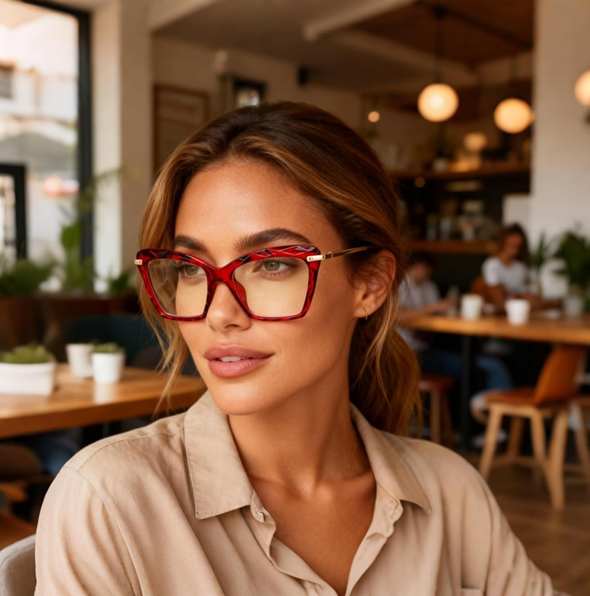 ÉÌƷͼƬ 36 | B088WVS65H | FEISEDY Crystal Cat Eye Reading Glasses Blue Light Blocking Reader Anti Eyestrain Glasses B2596 Champagne 1.75x