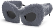 Grey / 70 Millimeters | B0BB27YY87 | FEISEDY Sunglasses Women Plush Fuzzy Soft Velvet Party Masquerade B2877
