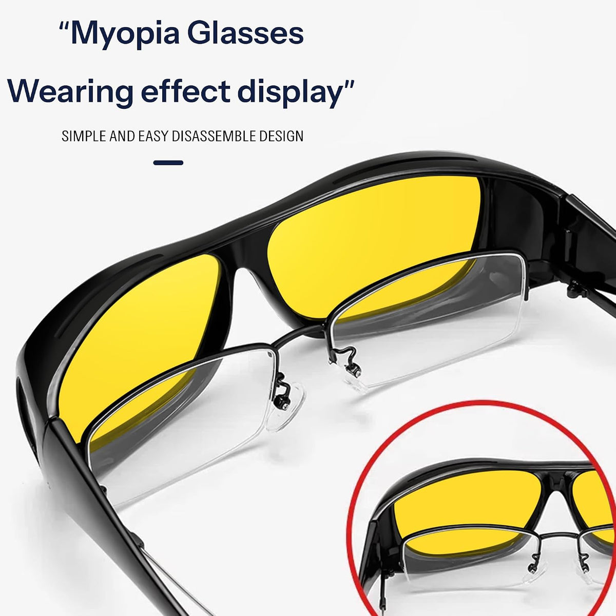 商品图片 2 | B0FPCJVNW5 | Fit Over Glasses Sunglasses for Women Men - Driving Glasses Day/Night Myopia Goggles Sunglasses Cover
