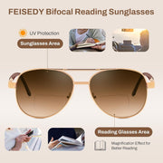 ÉÌƷͼƬ 5 | B0G1BRNH4D | FEISEDY Metal Aviator Bifocal Reader Sunglasses for Men B0335