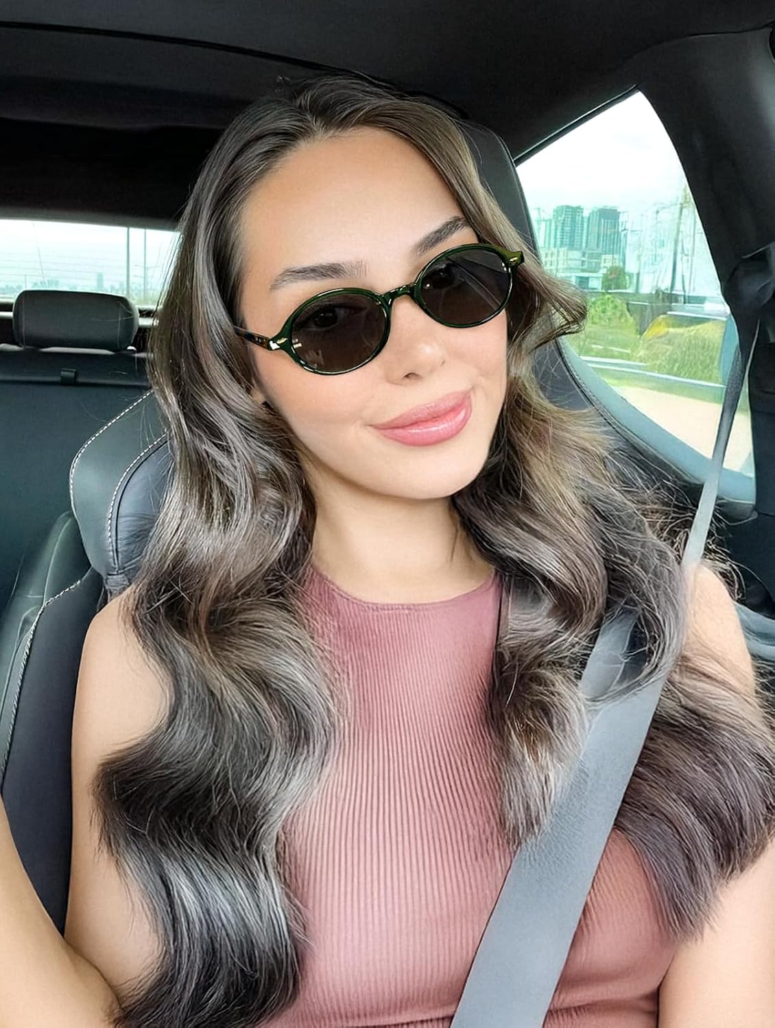 ÉÌƷͼƬ 4 | B0DTHVTKB5 | FEISEDY Retro Oval Sunglasses for Women 90s Narrow Round Lightweight Shades Y2k Trendy Sunnies B1171