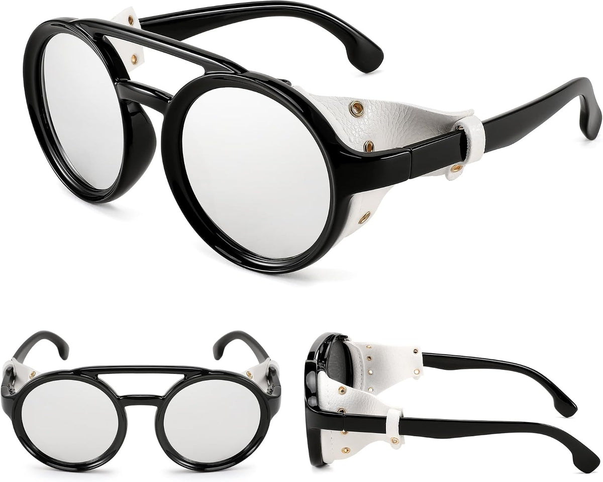 ÉÌƷͼƬ 18 | B09WN3J4YZ | FEISEDY Retro Round Steampunk Sunglasses Women Men Leatherwear B2532