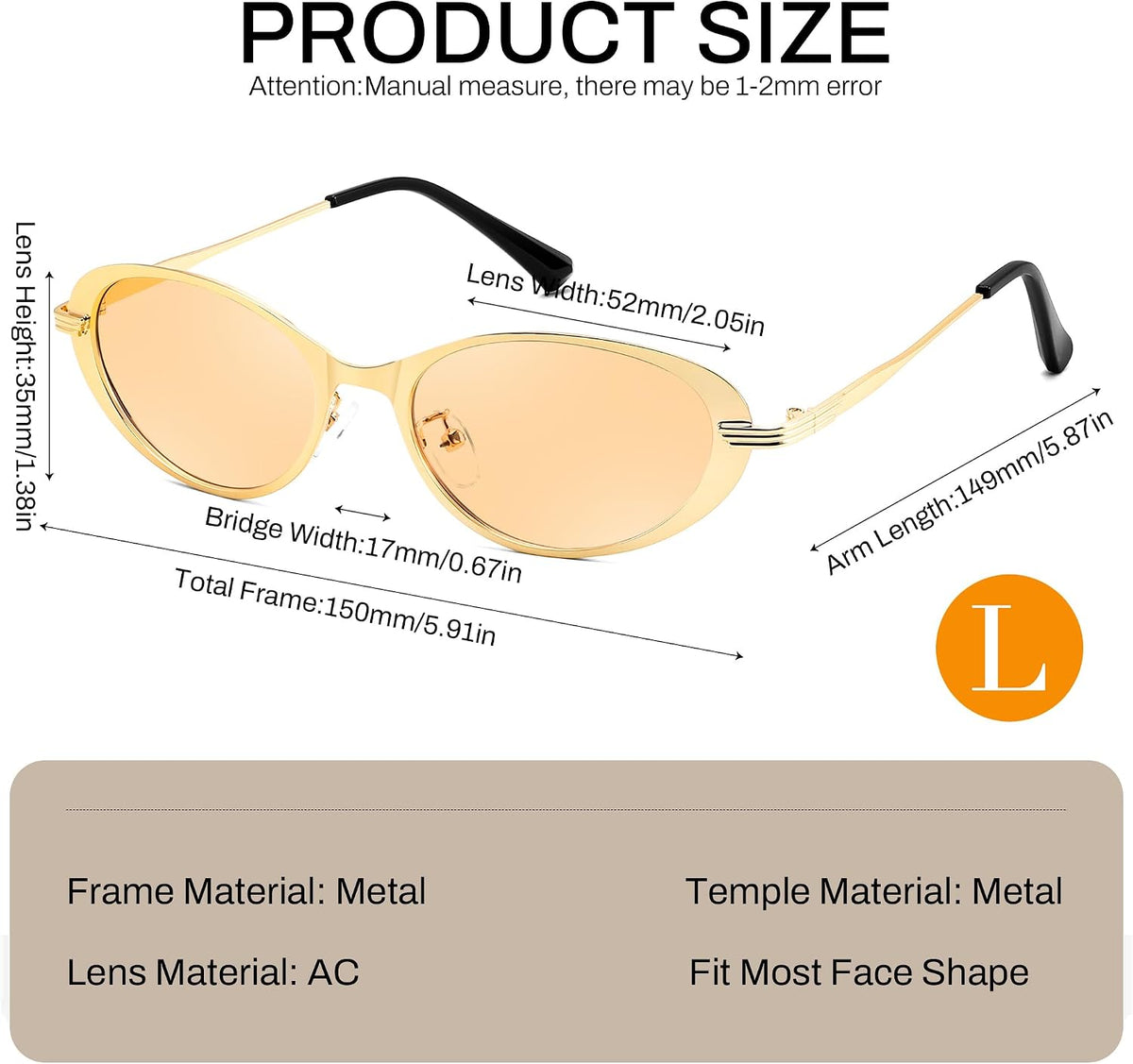 ÉÌƷͼƬ 12 | B0GVDPV1W4 | FEISEDY Metal Oval Sunglasses UV400 Protection for Women and Men B0429