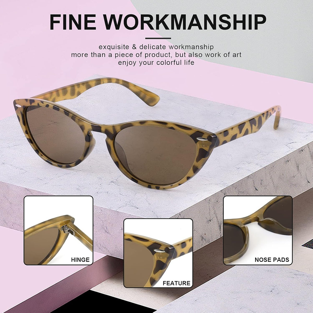 ÉÌƷͼƬ 11 | B08B8G5GR9 | FEISEDY Retro Cat Eye Sunglasses Women Men Vintage Small Cateye UV400 Sunglasses B2617