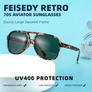 ÉÌƷͼƬ 47 | B0CB543WBD | FEISEDY Vintage Retro 70s Plastic Aviator Sunglasses Women Men Classic Large Squared Frame B2751