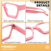 ÉÌƷͼƬ 23 | B0DXDYMMPM | FEISEDY Retro Blue Light Blocking Glasses for Women Men 90s Classic Rectangle Frame Thick Chic Computer Eyeglasses B2383R