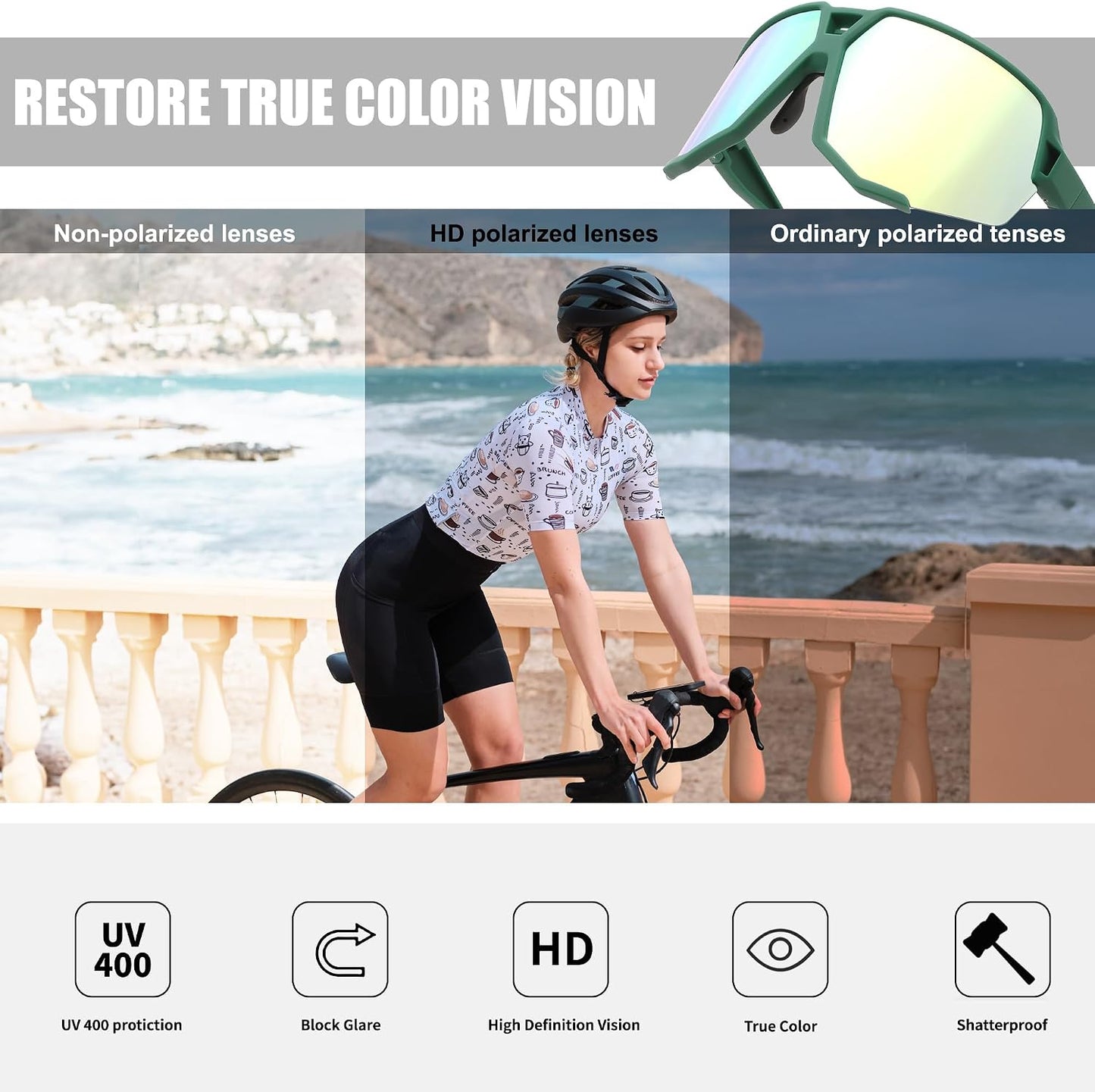 商品图片 32 | B0DN1MVJHV | FEISEDY Polarized Cycling Glasses Sports Sunglasses for Women Men Youth, Running Hiking Baseball Glasses B0215