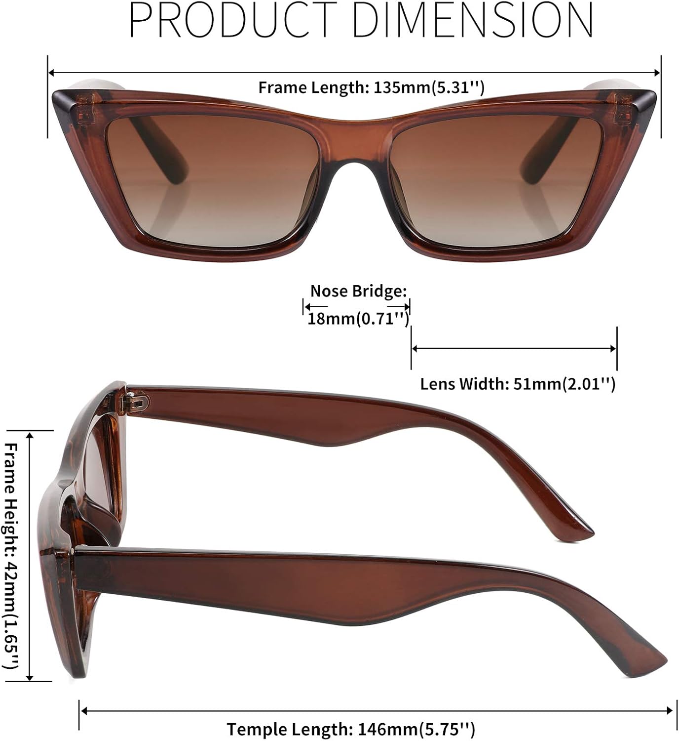 商品图片 5 | B08TM3J1R9 | FEISEDY Small Cateye Square Polarized Sunglasses Women Classic Thick Rectangle Frame UV400 Sun Glasses B2736
