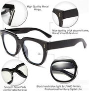 商品图片 4 | B08MFD4QG6 | FEISEDY Retro Square Anti Blue Light Blocking Glasses Women Thick Oversized Computer Eyeglasses Double Metal Studs B2689