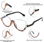 ÉÌƷͼƬ 17 | B0CJFLY9C9 | FEISEDY Reading Glasses for Women Fashion Half Frame Cat Eye Glasses Anti Glare Eyeglasses B0067