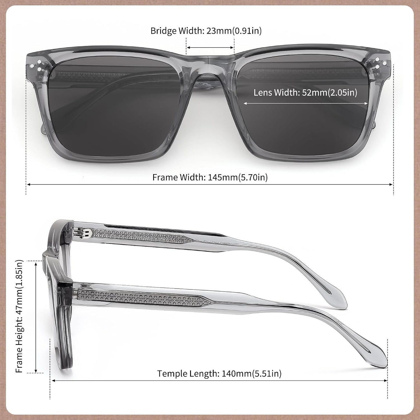 商品图片 14 | B0FHD6DJB5 | FEISEDY Trendy Square Polarized Sunglasses For Men Women Thick Frame B0294