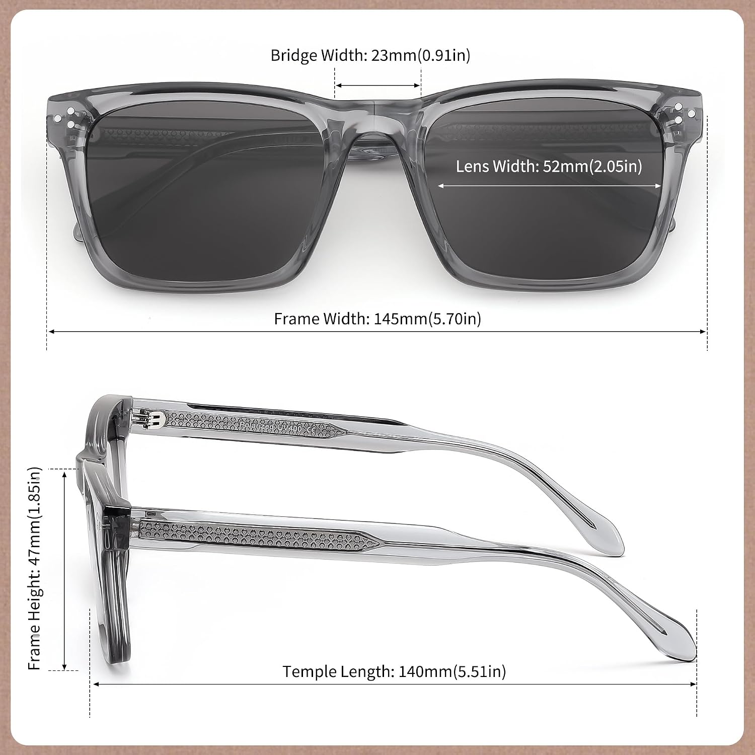 商品图片 14 | B0FHD6DJB5 | FEISEDY Trendy Square Polarized Sunglasses For Men Women Thick Frame B0294