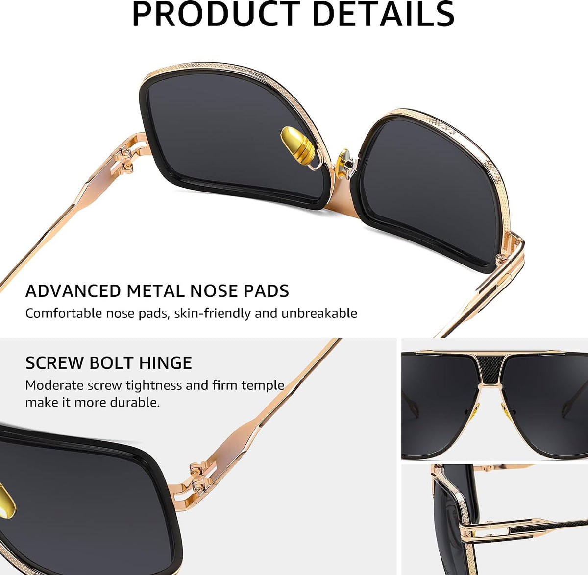 ÉÌƷͼƬ 25 | B0FLQ31HK3 | FEISEDY Sunglasses Mens Oversized Retro Metal Steampunk Shades Sunnies Fishing Driving B0272