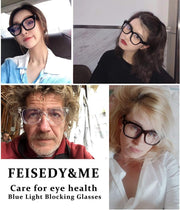 商品图片 16 | B08MFD4QG6 | FEISEDY Retro Square Anti Blue Light Blocking Glasses Women Thick Oversized Computer Eyeglasses Double Metal Studs B2689