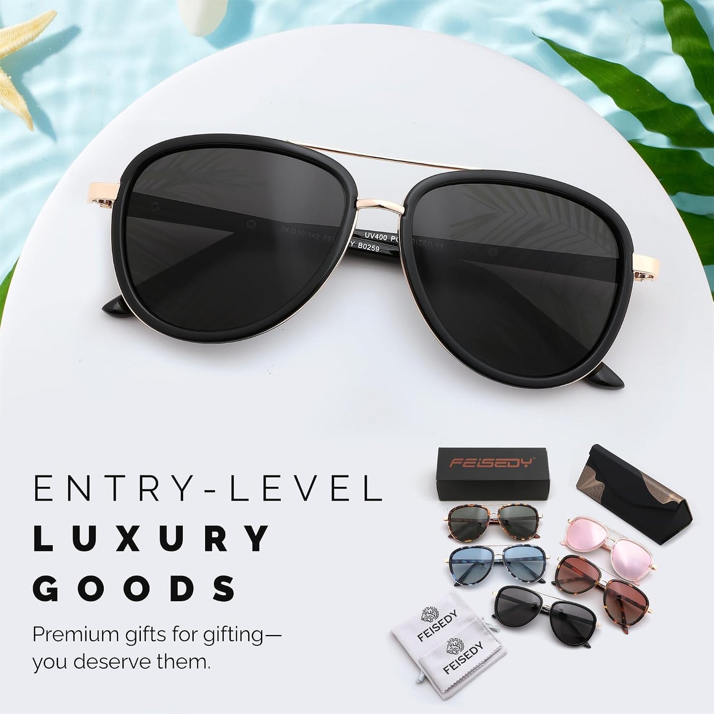 商品图片 7 | B0FPQ6L6K1 | FEISEDY Retro Polarized Aviator Sunglasses for Women Men B0259