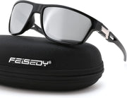 Black +Silver Lens / Medium | B0GZTHXP4N | FEISEDY Sport Sunglasses Polarized UV400 Protection for Men Women B1389