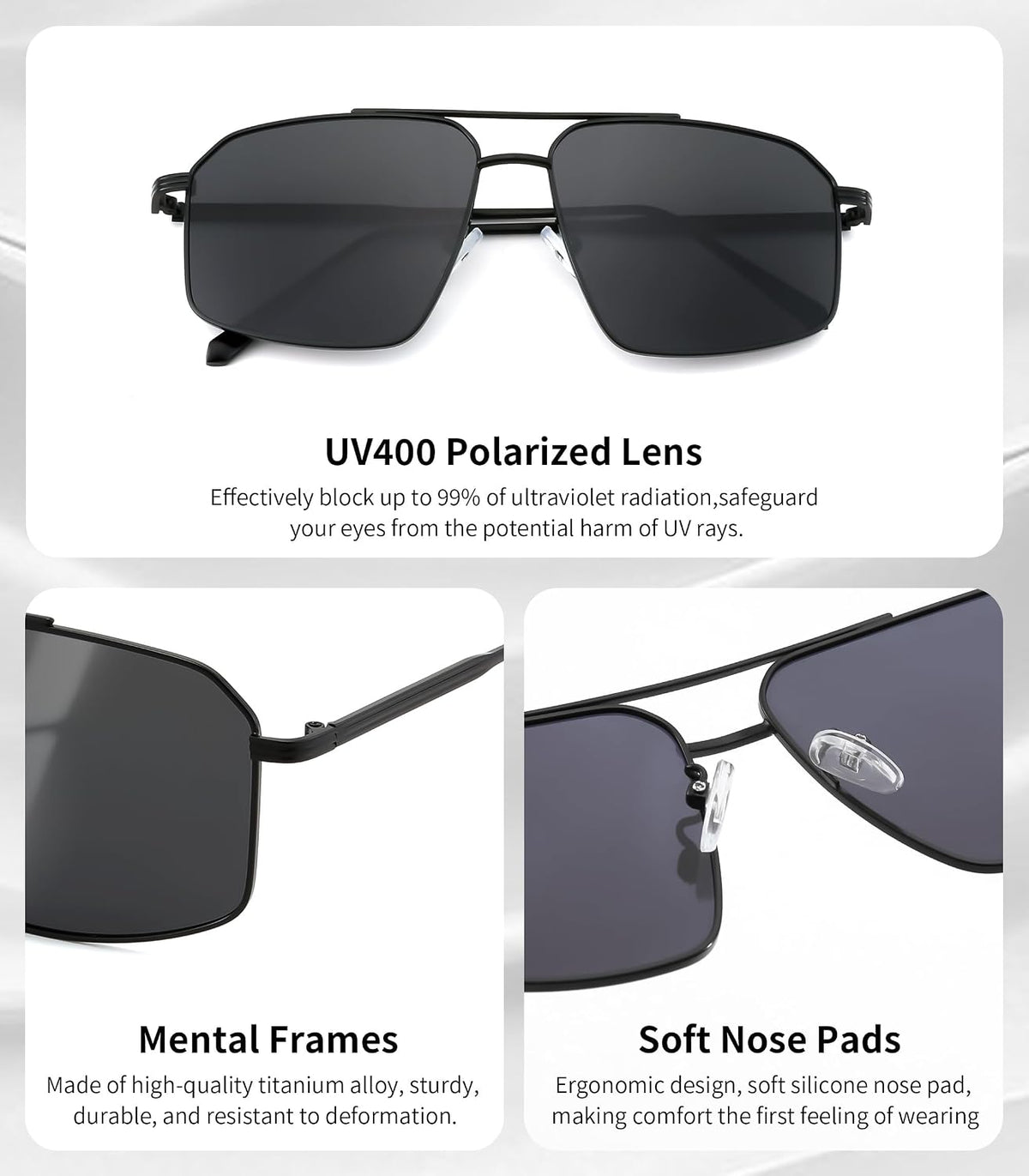 ÉÌƷͼƬ 5 | B0GQY2S7JF | FEISEDY Vintage Polarized Aviator Sunglasses Men Women Classic American Gradient Lens UV400 Protection B0273