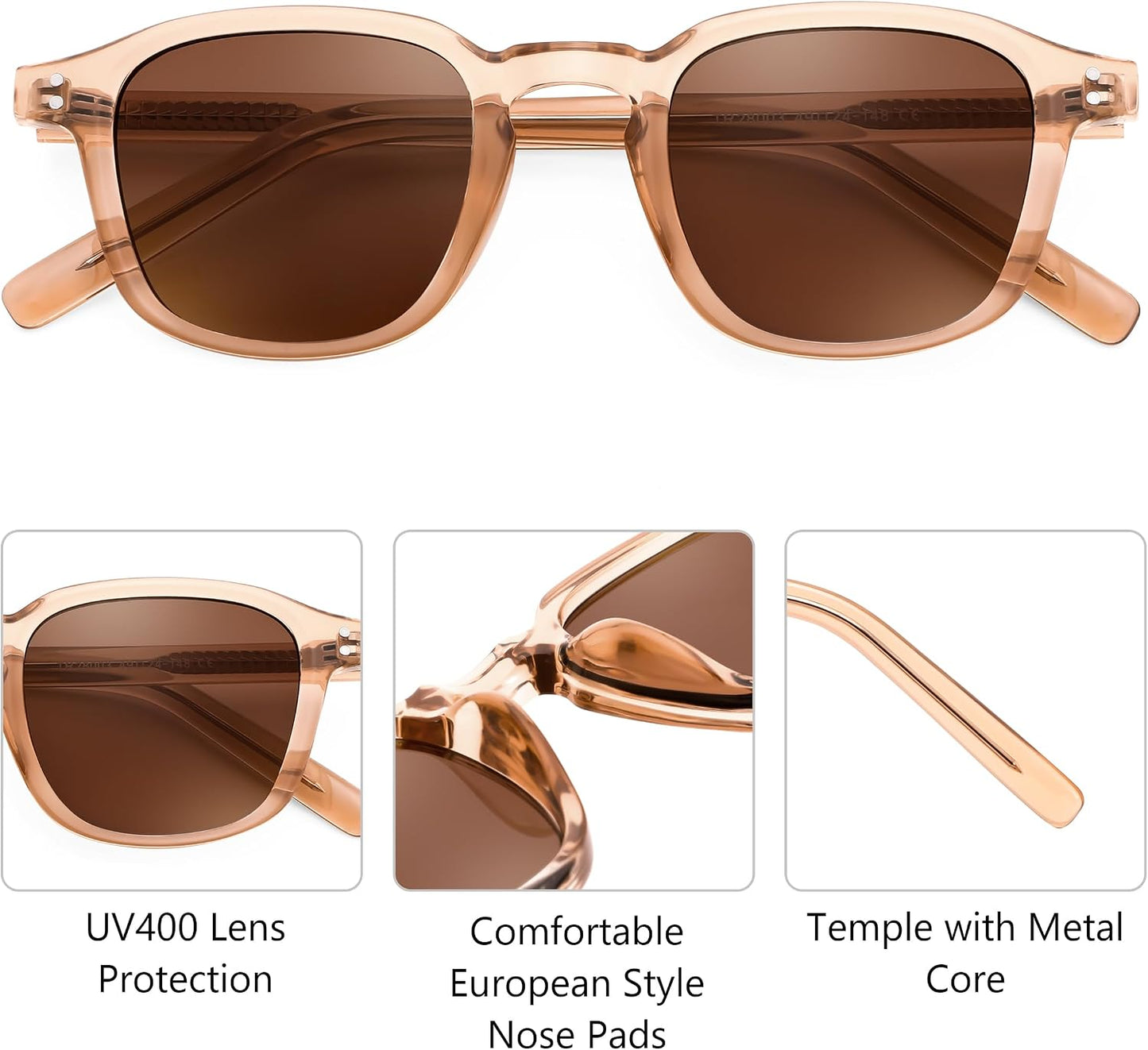商品图片 16 | B0FHKKRN89 | FEISEDY Retro Square Sunglasses Women Men Vintage Trendy Shades UV400 Protection B0306