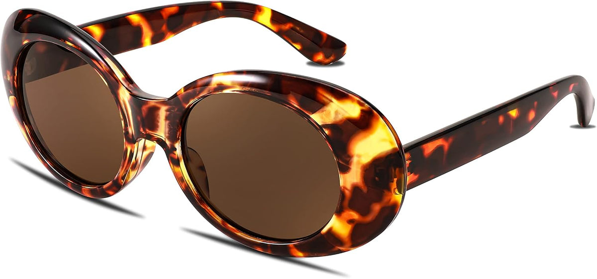 Leopard / 51 Millimeters | B0BJJYKT4J | FEISEDY Sunglasses White Oval Clout Goggles for Women Men Retro Round Trendy Rimmed Clueless Costume Frame B2253