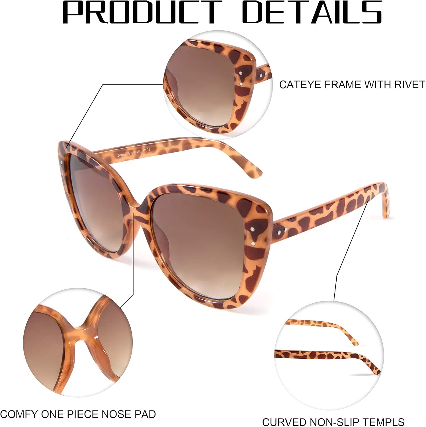 商品图片 5 | B08N5ZCTJ1 | FEISEDY Fashion Cat Eye Sunglasses for Women Cateye Shades B2694