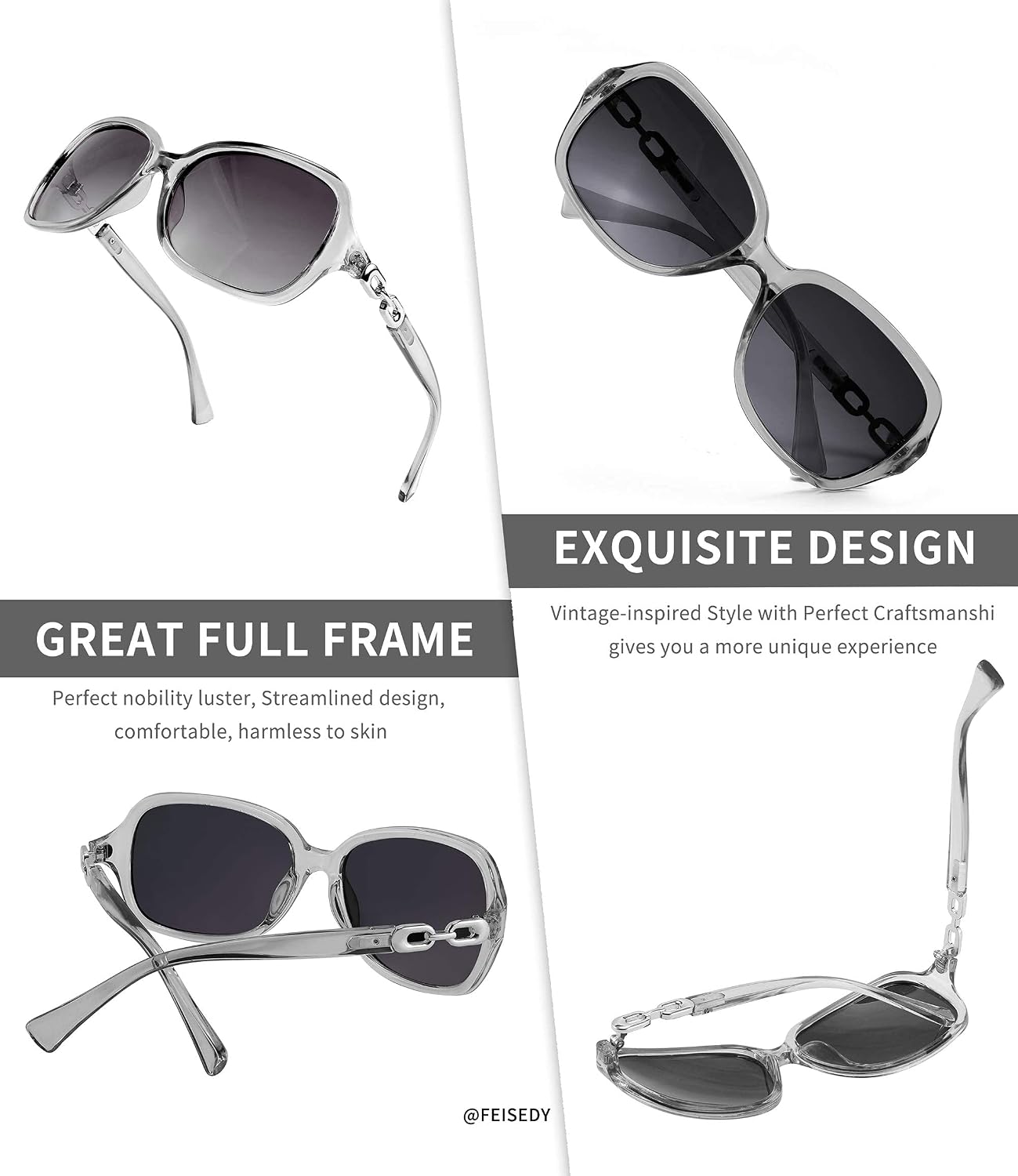 商品图片 59 | B08LPZDDKZ | FEISEDY Womens Polarized Sunglasses Square Wraparound Shades UV400 Mirrored Trendy Sun Glasses for Women B2526