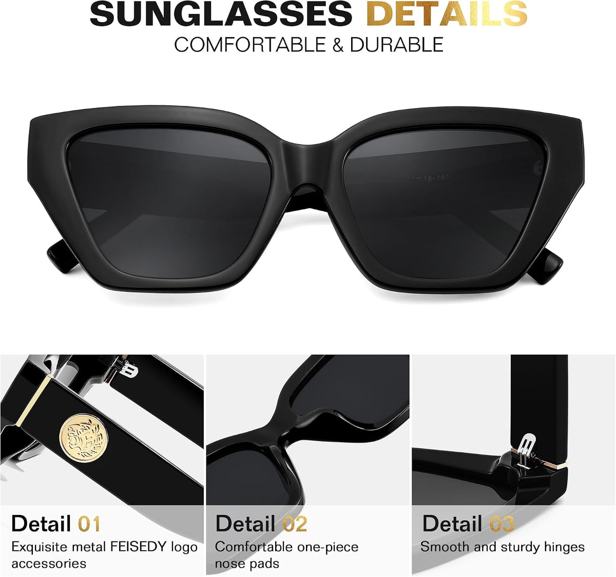 ÉÌƷͼƬ 4 | B0F8N6T6HM | FEISEDY Women's Polarized Cat Eye Sunglasses - UV400 Protection, Trendy Design for Driving & Daily Wear B0299