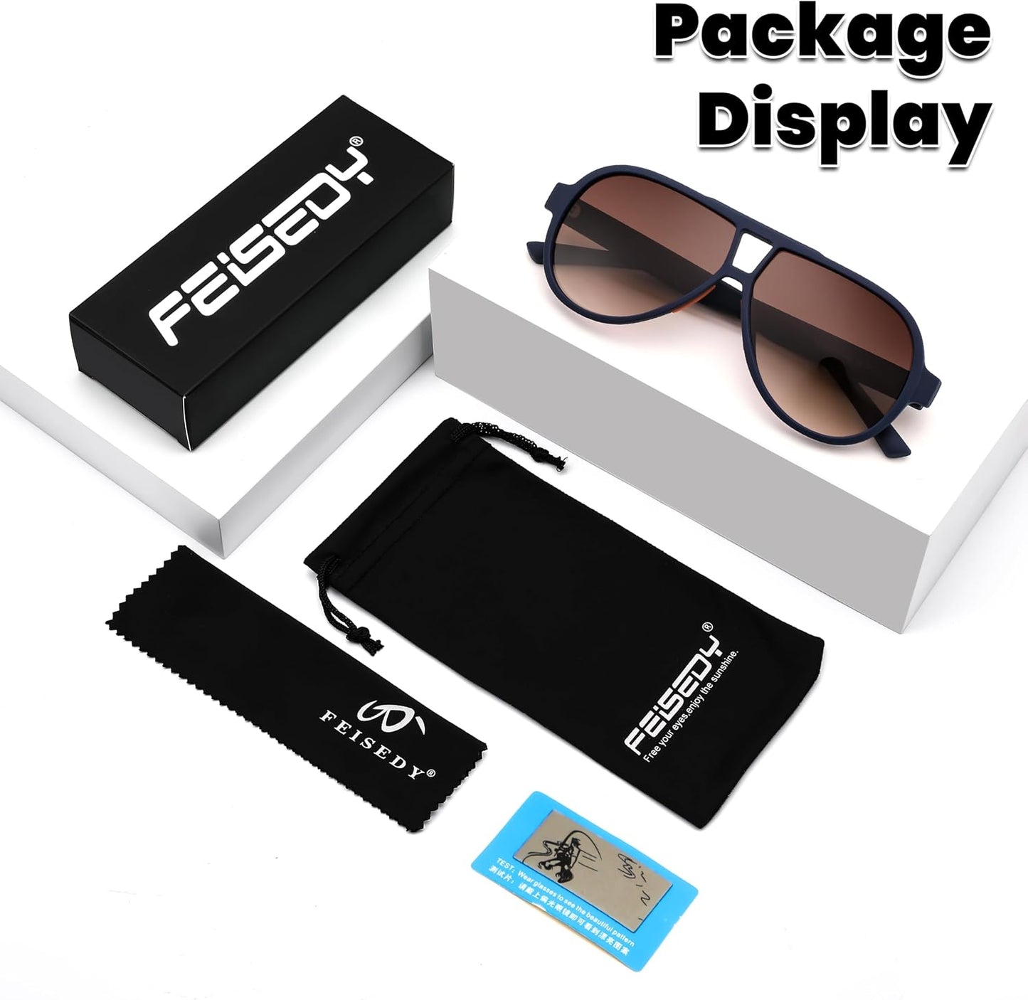 商品图片 7 | B0D425WLDN | FEISEDY Polarized Sunglasses, TAC HD Lens, TR-90 Frame Lightweight, Retro Sunglasses for Women Men UV400 Protection B0171