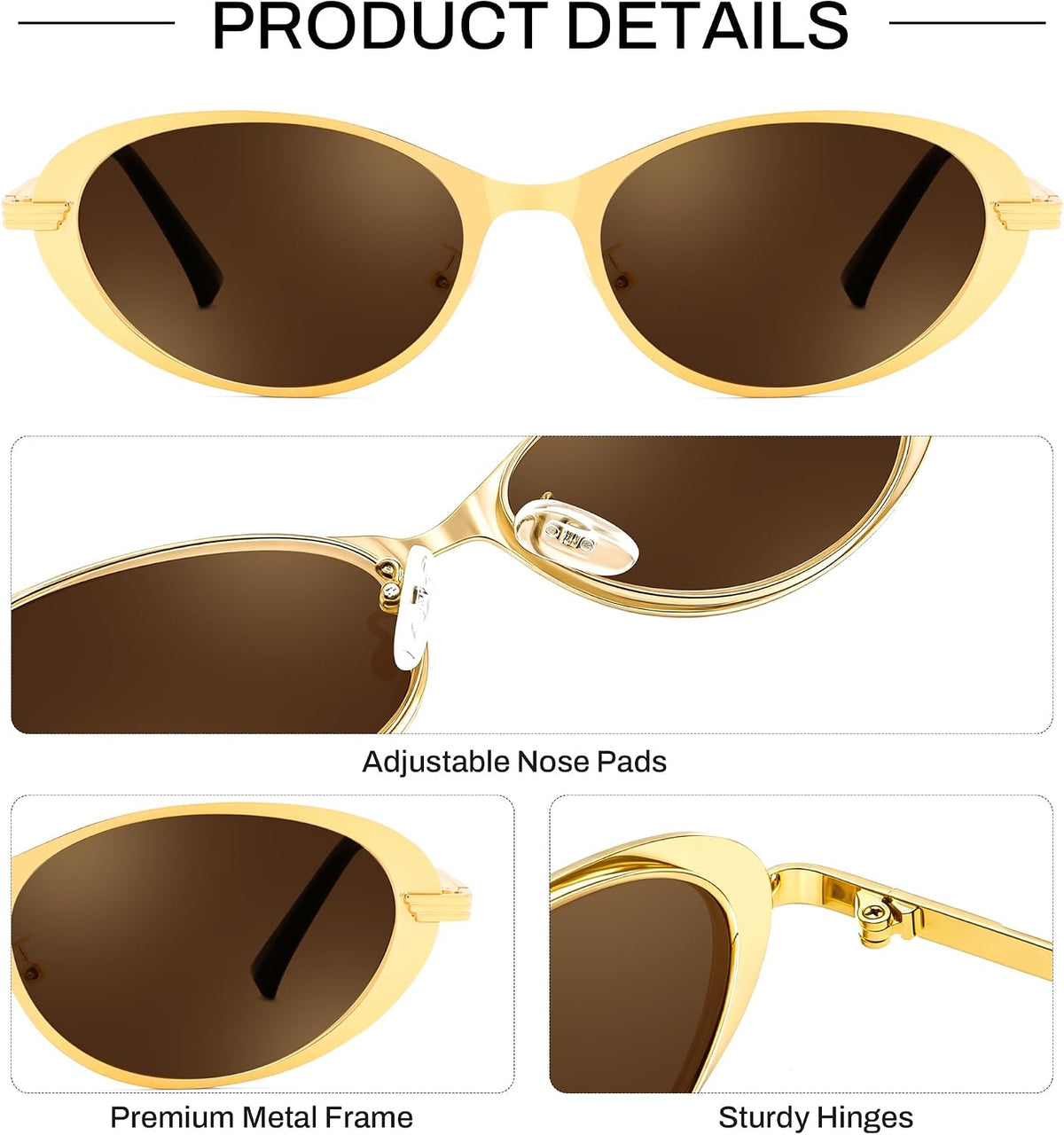 ÉÌƷͼƬ 4 | B0GVDPV1W4 | FEISEDY Metal Oval Sunglasses UV400 Protection for Women and Men B0429