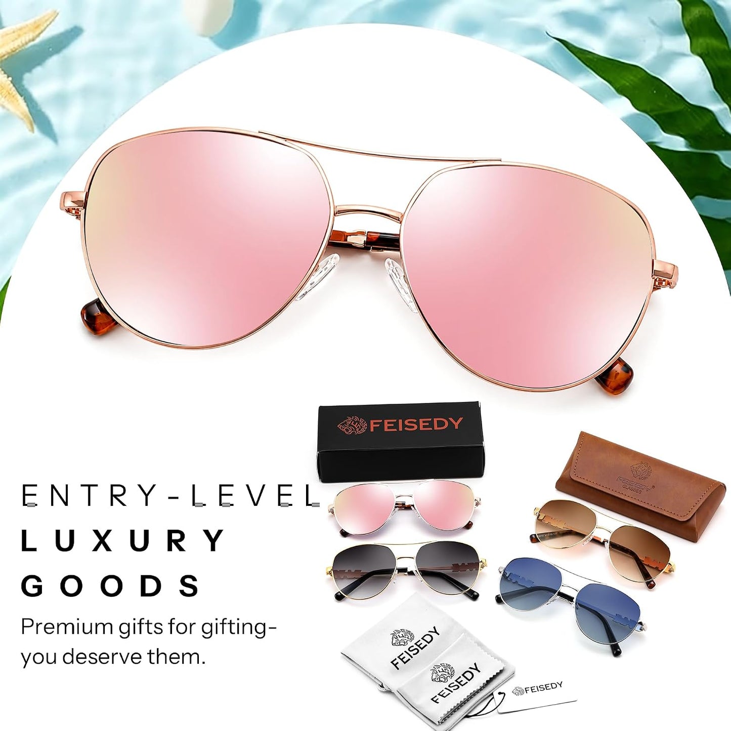 商品图片 13 | B0H4QPVJY6 | FEISEDY Retro Aviator Sunglasses for Women Men UV400 Shades B0409