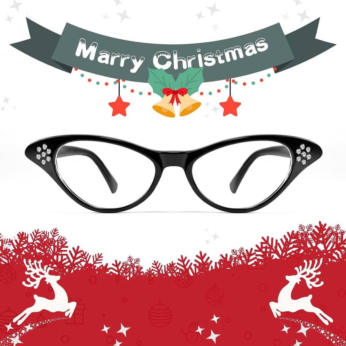 商品图片 2 | B09M8NJ7DM | FEISEDY Rhinestone Cat Eye Sunglasses for Women 50s 60s Party Style B2848