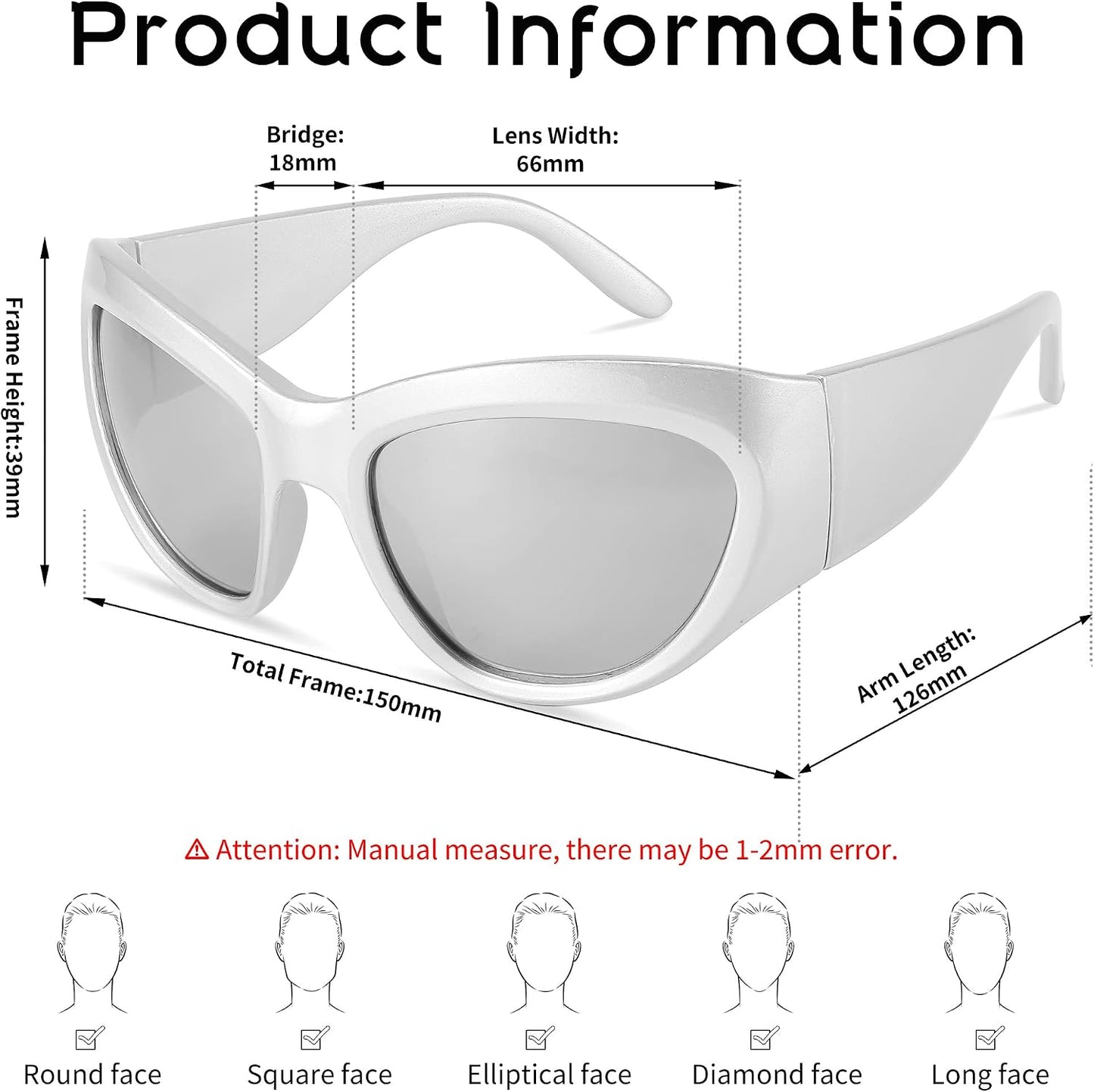 商品图片 15 | B0BQBWYZF6 | FEISEDY Trendy Y2k Sunglasses Women Men Oversized Shield Sunglasses Fashion Wrap Around Futuristic Glasses B2359