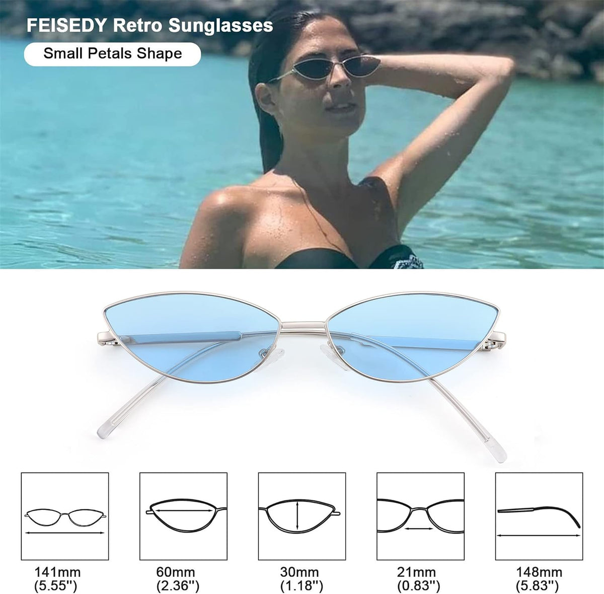 ÉÌƷͼƬ 47 | B0CNZ29R9R | FEISEDY Y2K Sunglasses for women Men Fashion Cateye Designer B2298