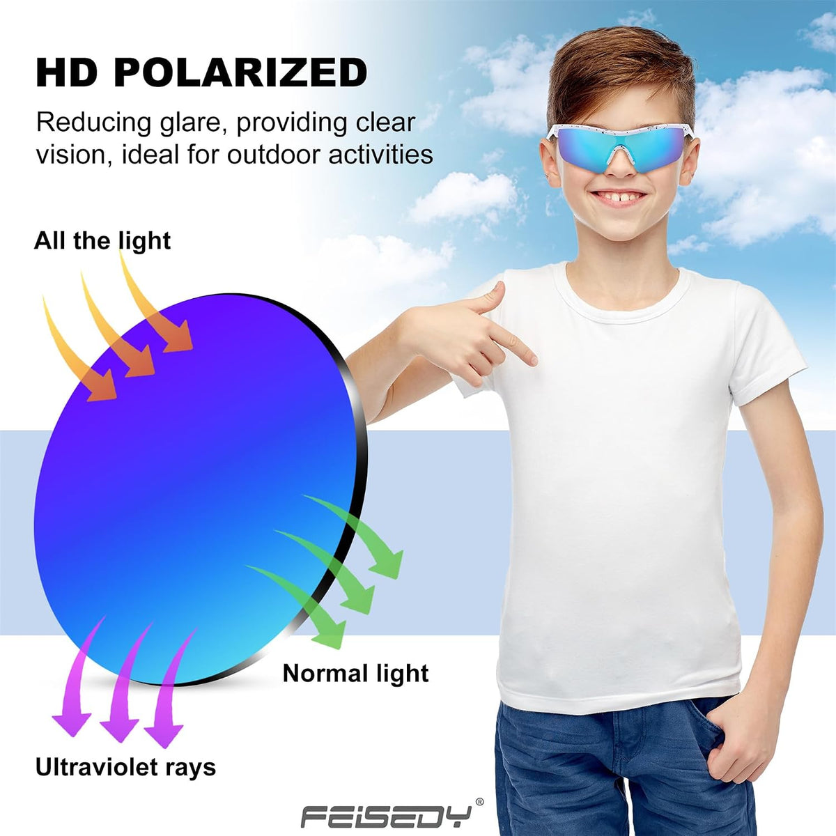 ÉÌƷͼƬ 53 | B07JZ18KMZ | FEISEDY Kids Polarized Sports Sunglasses, TR90 UV400 Baseball Cycling