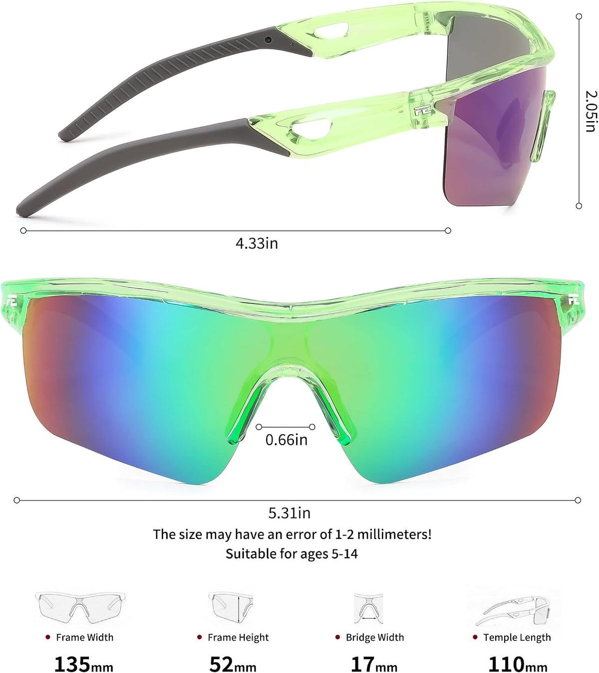 ÉÌƷͼƬ 87 | B07JZ18KMZ | FEISEDY Kids Polarized Sports Sunglasses, TR90 UV400 Baseball Cycling