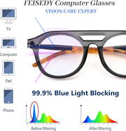 ÉÌƷͼƬ 27 | B0CJMDW1B6 | FEISEDY 70s Aviator Blue Light Blocking Glasses Square Pilot Frame Anti Glare Computer Glasses Women Men B0052