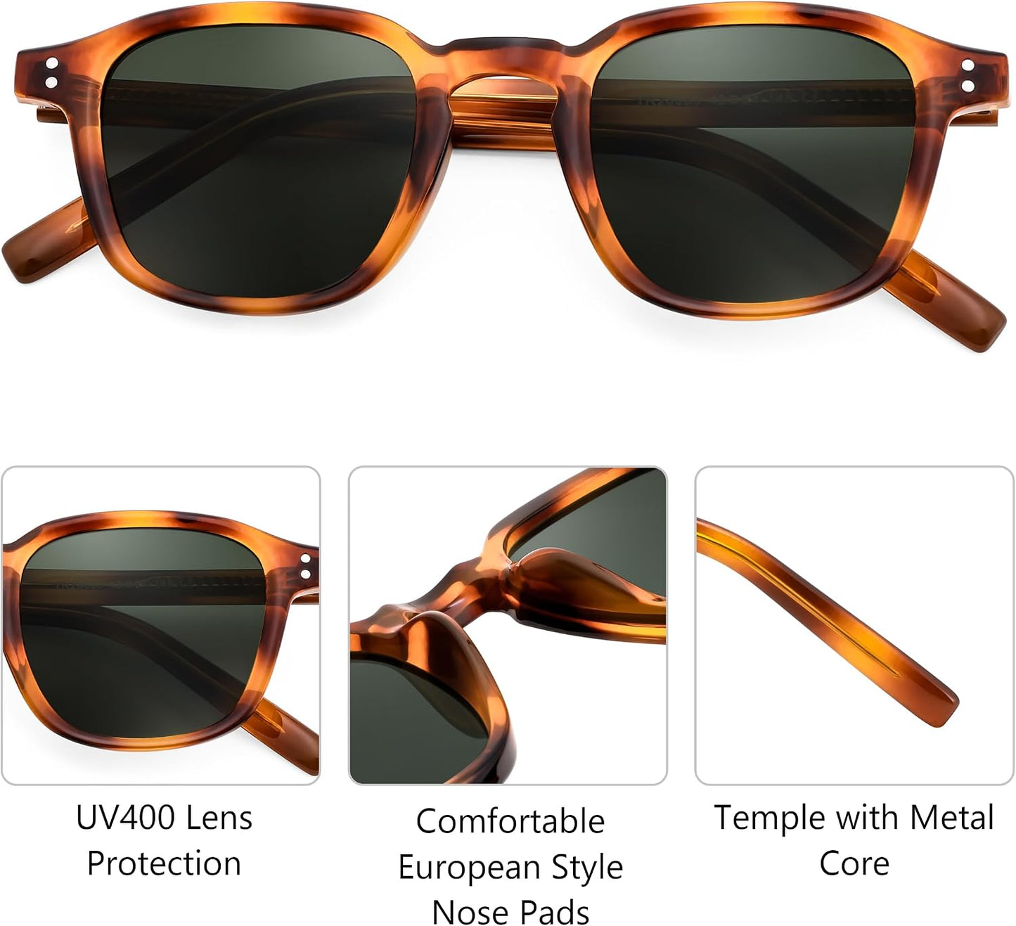 商品图片 23 | B0FHKKRN89 | FEISEDY Retro Square Sunglasses Women Men Vintage Trendy Shades UV400 Protection B0306