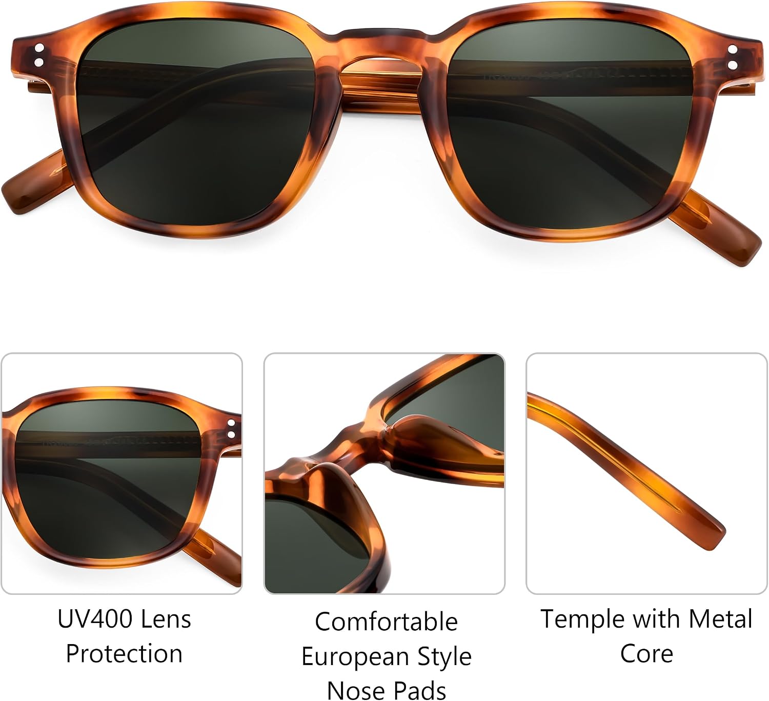 商品图片 23 | B0FHKKRN89 | FEISEDY Retro Square Sunglasses Women Men Vintage Trendy Shades UV400 Protection B0306