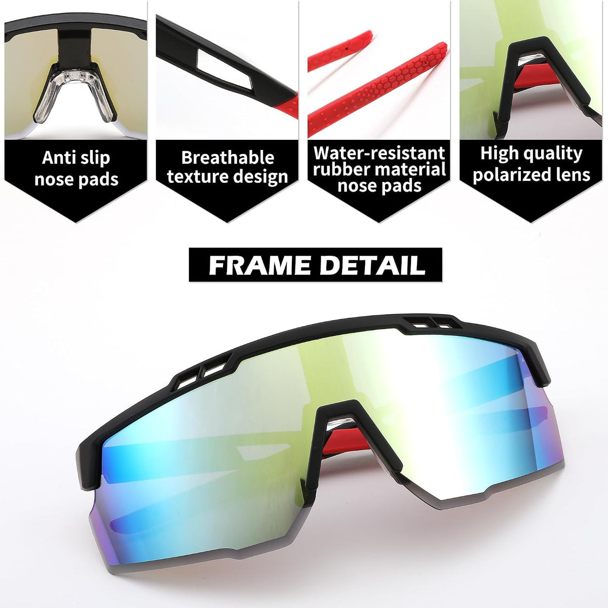 ÉÌƷͼƬ 25 | B0CBRSHNT3 | FEISEDY Sports Sunglasses for Men and Women, UV400 Protection Cycling Goggles Golf Baseball Driving Fishing B0022