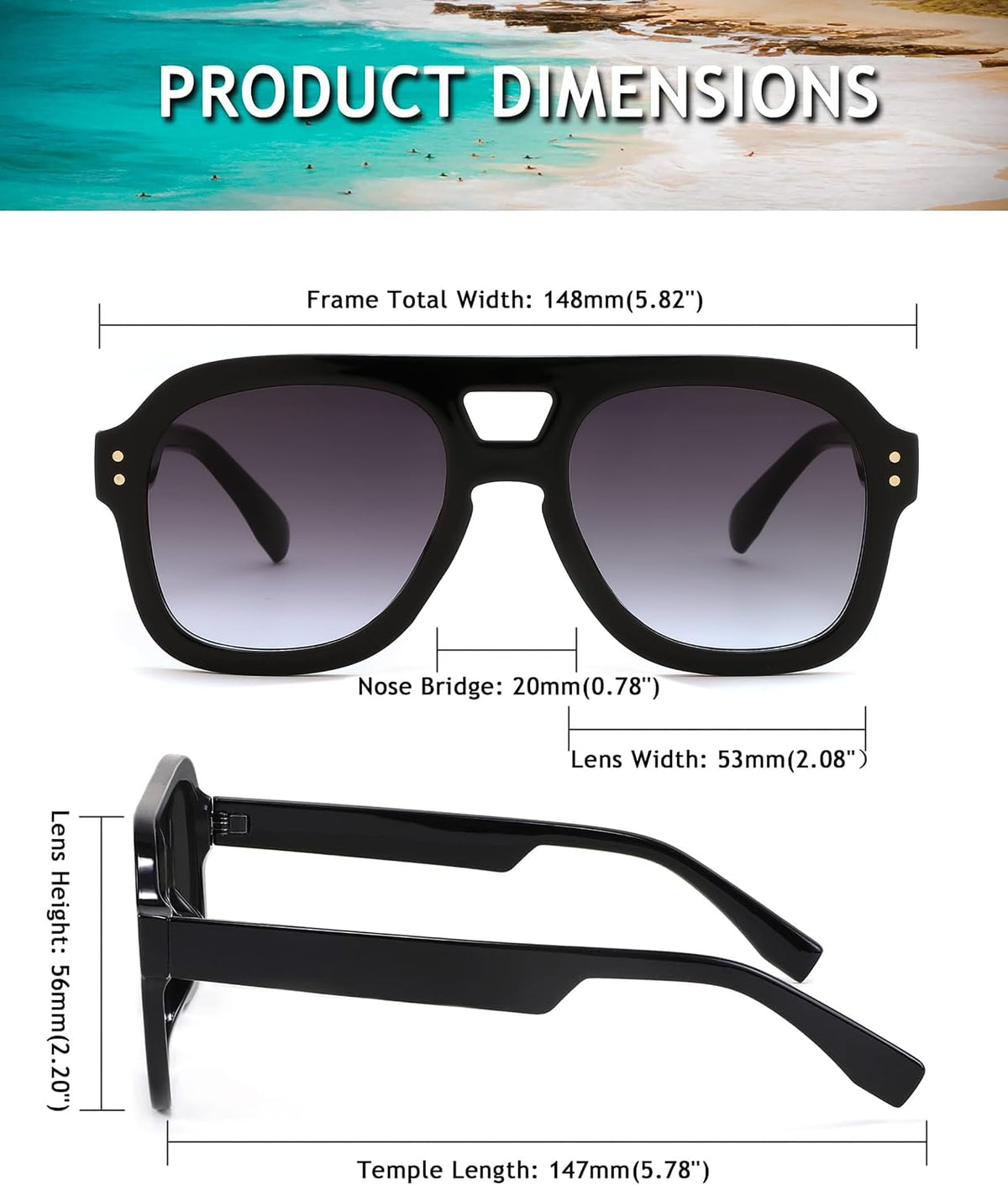 ÉÌƷͼƬ 87 | B09KV1MSHN | FEISEDY Aviator Sunglasses For Women Men Square Chunky Trendy Eyewear B2846