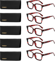 ÉÌƷͼƬ 41 | B0F7HQL9ND | FEISEDY 6/5 Pack Classic Reading Glasses Rectangular Readers B0297