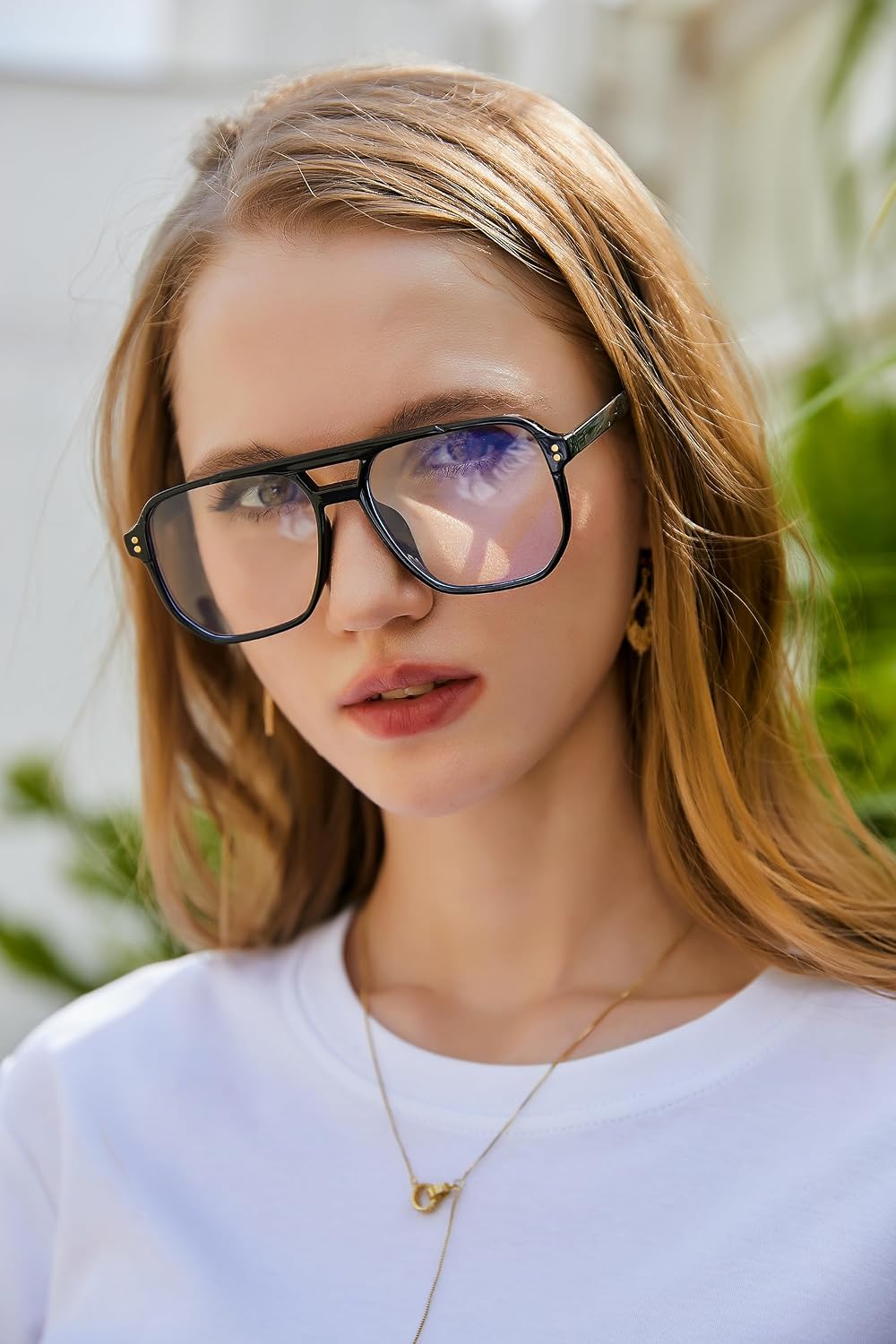 商品图片 2 | B0CHJST8ZK | FEISEDY Retro Aviator Reading Glasses Women Men Blue Light Blocking Reader Plastic Lightweight Frame B0071