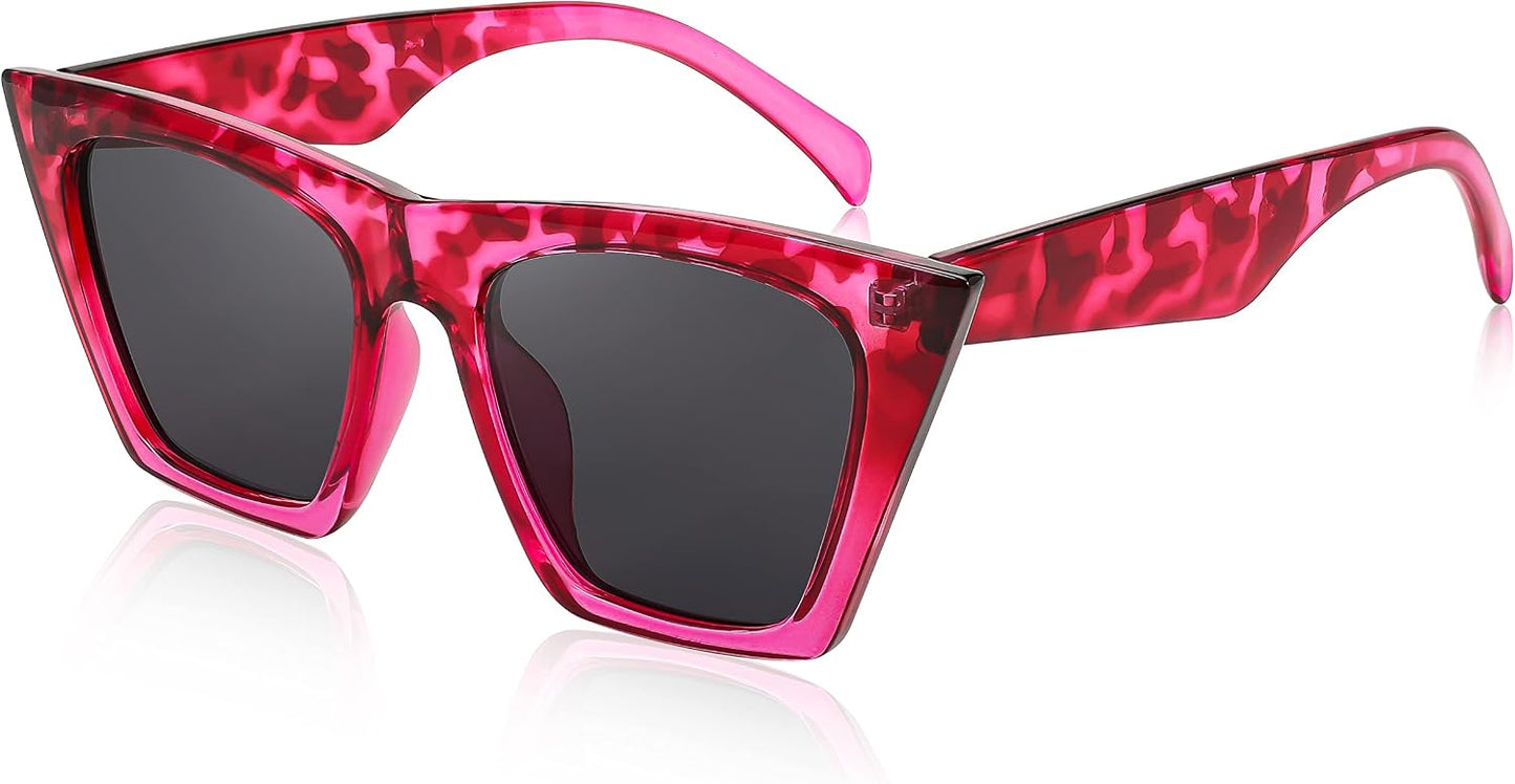 Rose Havana / 52 Millimeters | B09ZYC5CLG | FEISEDY Vintage Square Cat Eye Sunglasses Women Trendy Cateye Sunglasses B2473